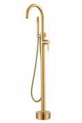 Halo Freestanding Floor Mounted Bathspout with Handheld - Brushed Gold