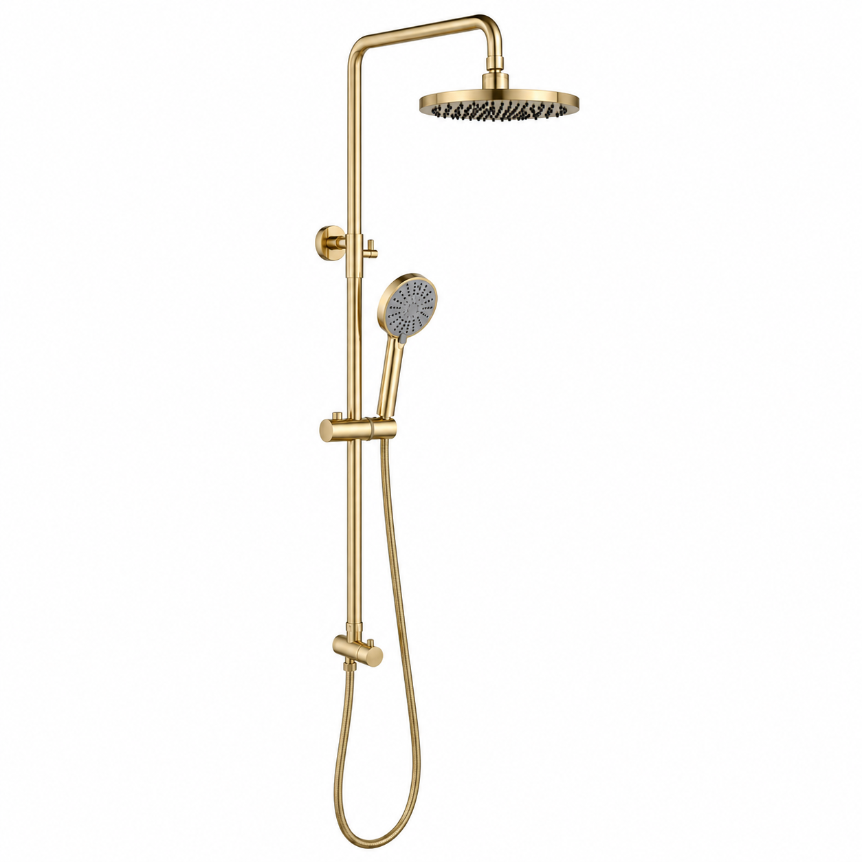 Verve Twin Shower Rail Set with Handheld Round - Brushed Gold