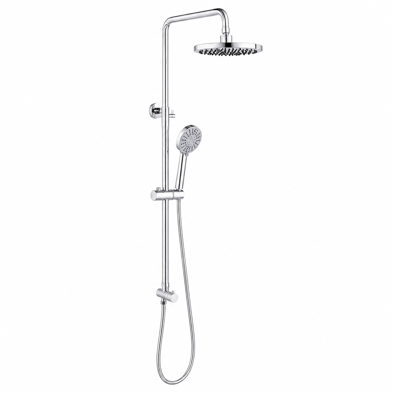 Verve Twin Shower Rail Set with Handheld Round - Chrome