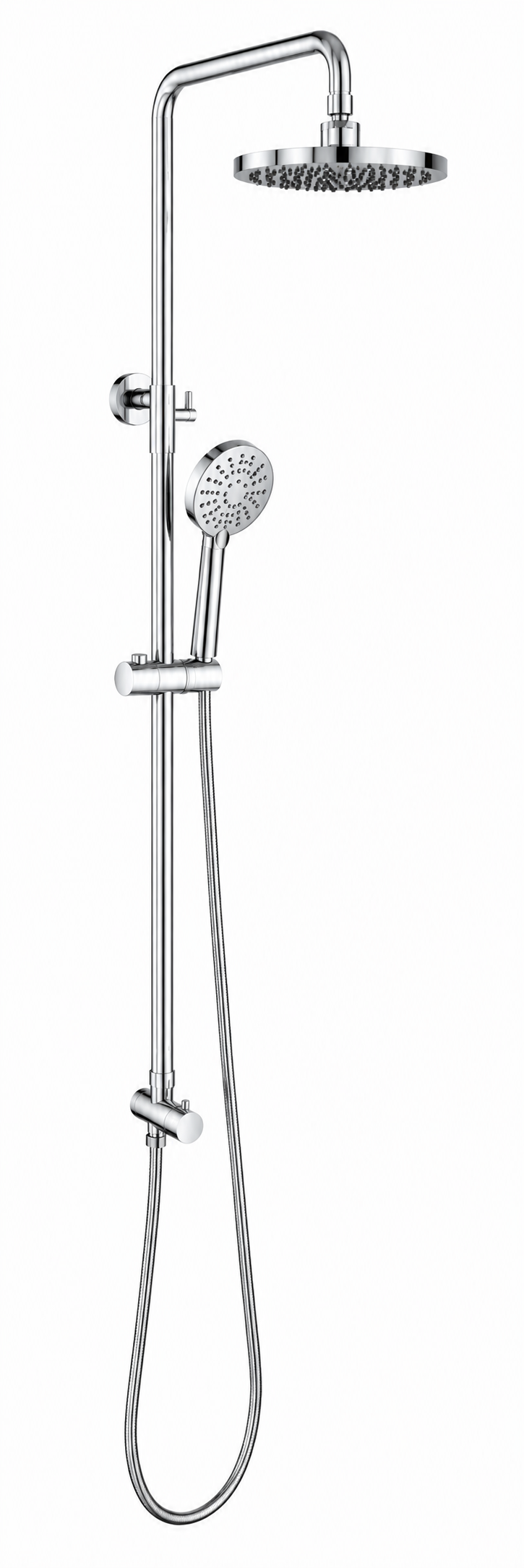 Verve Twin Shower Rail Set with Handheld Round - Chrome