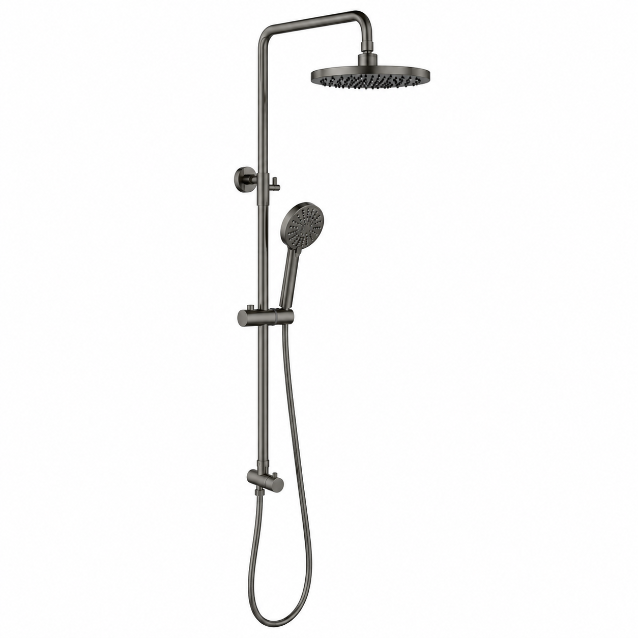 Verve Twin Shower Rail Set with Handheld Round - Gun Metal