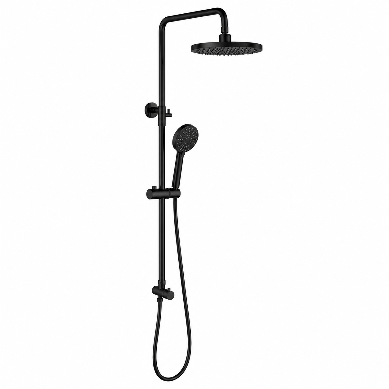 Verve Twin Shower Rail Set with Handheld Round - Matt Black